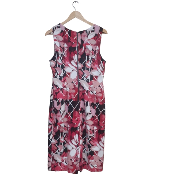 Vince Camuto Women's Sheath Dress Geometric Floral Black Pink Size 14 - Picture 2 of 6